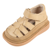 Fisher Sandal | Toddler Squeaky Shoes | mooshu TRAINERS | I see sunny days in our future. Put your Fisher Sandals on and let’s go out and play. The closed toe detail will keep those little piggies protected. The complimentary sandy tones offer a style like no other. Available in Sand and Chocolate