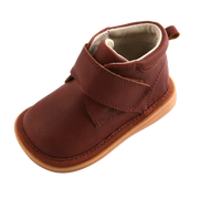 Johnny Boot | Toddler Squeaky Shoes | mooshu TRAINERS | Introducing a hip little ankle boot for both boys and girls! Your little one will be the talk of the playground! These boots offer comfort, fun and a side of adventure. Let’s go play outside! Available in Brown and Brilliant Navy Johnny Boot