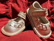 Molly Ruffle Mary Jane | Toddler Squeaky Shoes | mooshu TRAINERS | Ultra classy Molly Ruffle Mary Jane are both classy and comfortable. These timeless and versatile squeaky shoes are a foundation piece in any toddlers wardrobe. Comes in Gold and Pewter!