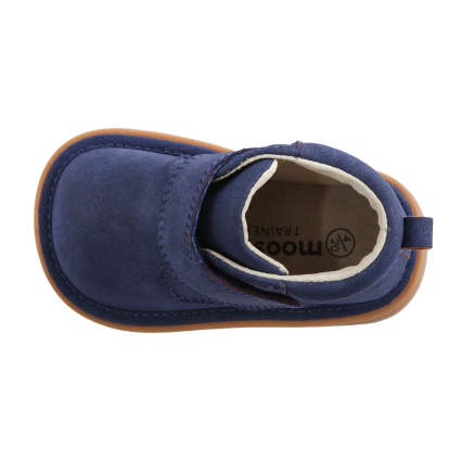 Johnny Boot | Toddler Squeaky Shoes | mooshu TRAINERS | Introducing a hip little ankle boot for both boys and girls! Your little one will be the talk of the playground! These boots offer comfort, fun and a side of adventure. Let’s go play outside! Available in Brown and Brilliant Navy Johnny Boot